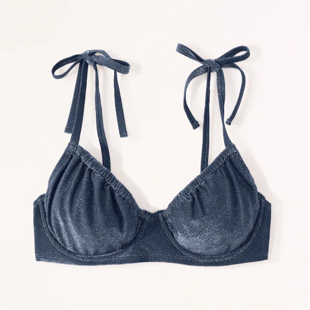 Abercrombie & Fitch Curve Love Shimmer Tie-Strap Underwire Bikini Top